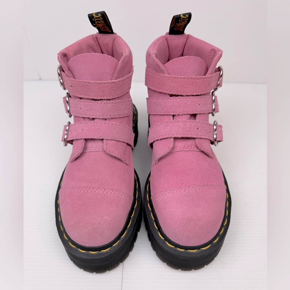 Dr Martens Lazy Oaf Buckle Boots Women’s 5 Pink Leather Chunky Platform Combat